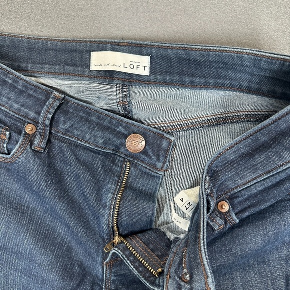 Ann Taylor Loft Jeans Womens 27/4 Blue Low Rise Curvy Skinny Denim Stretch - Picture 3 of 10